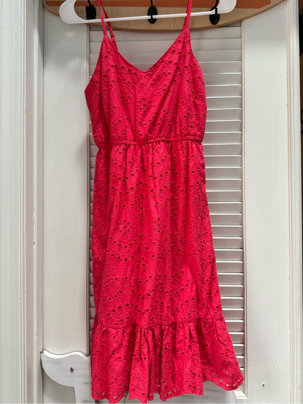 Japna Bright Pink Eyelet Spaghetti Strap Sundress